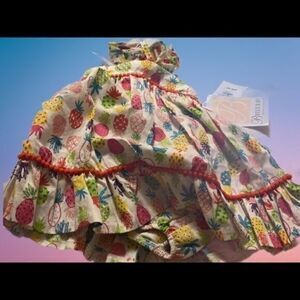 1 pineapple printed & 1 polka dot printed dress